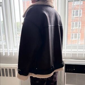 Zara Black and Cream Shearling Jacket